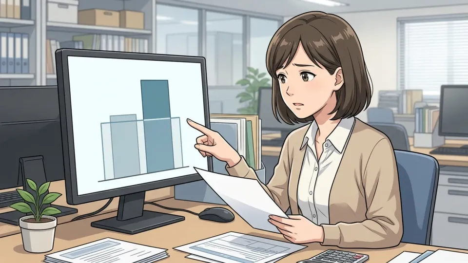 経理担当者が出張費が承認上限を超えないか確認している