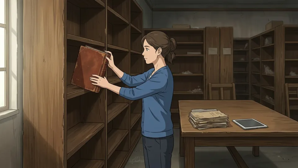 机の上に置かれた現存する紙の記録
