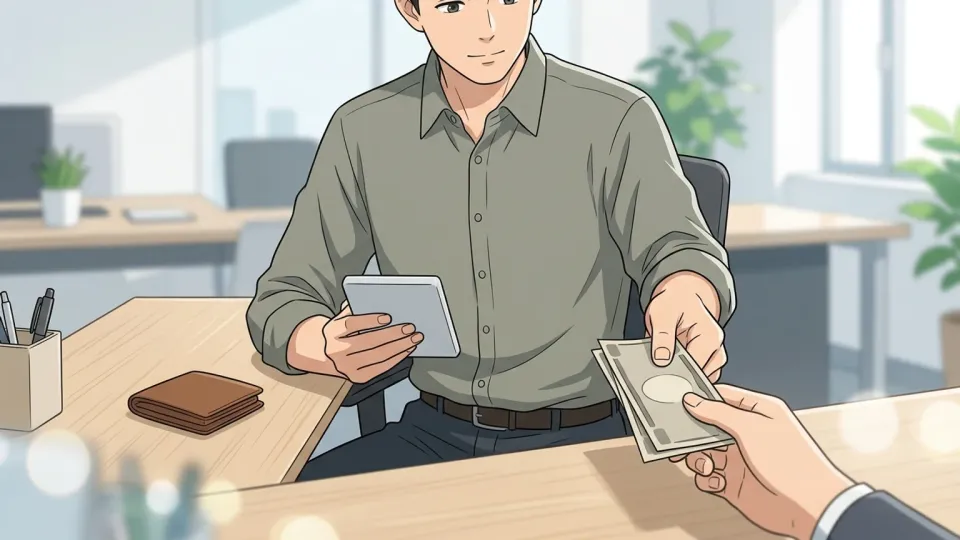 経費を計算しているビジネスパーソンのイラスト