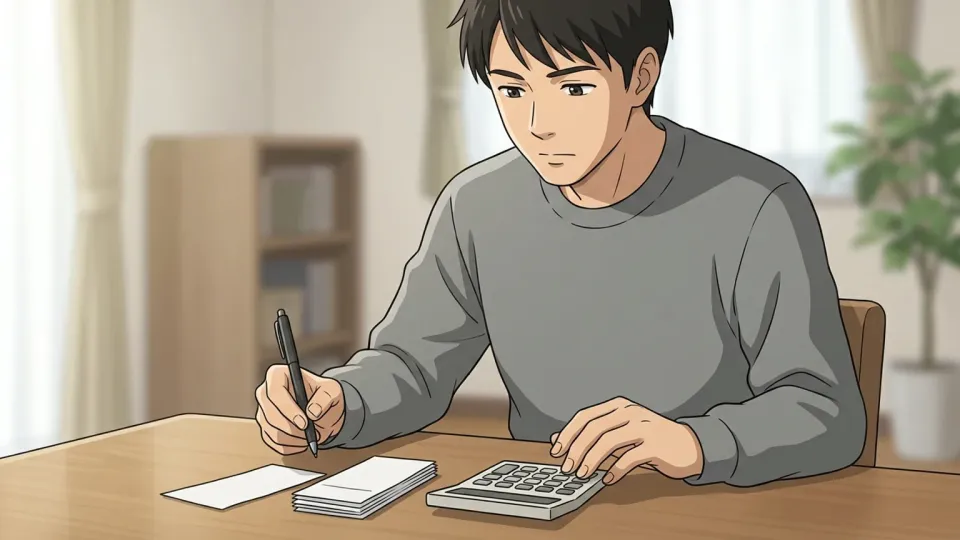 経費の計算をする人の手元