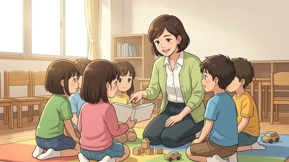 子供たちに教える経験豊富な女性教師