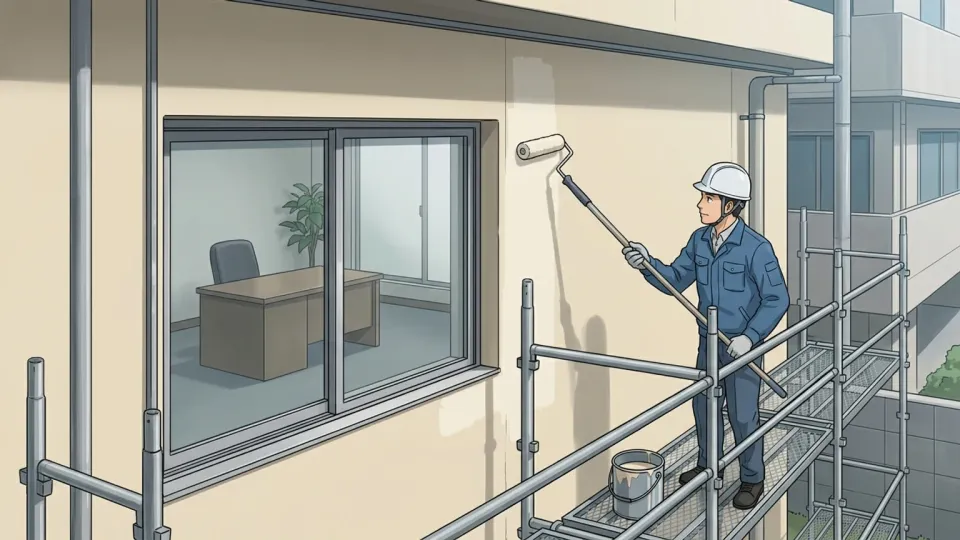 建物の外壁の塗装作業
