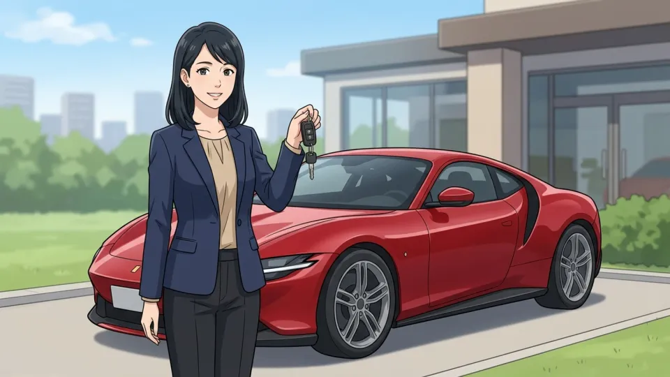 高級車を購入した女性
