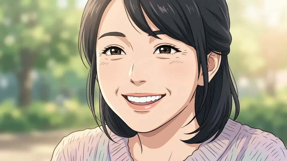 女性の笑顔のクローズアップ