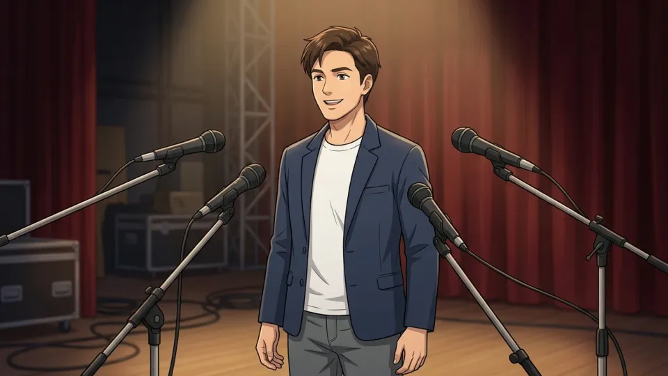 インタビューを受けている有名な俳優