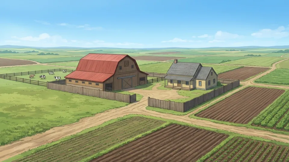 田舎にある大きな農場の風景