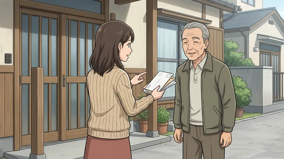 郵便物の受け取りを頼む人物。