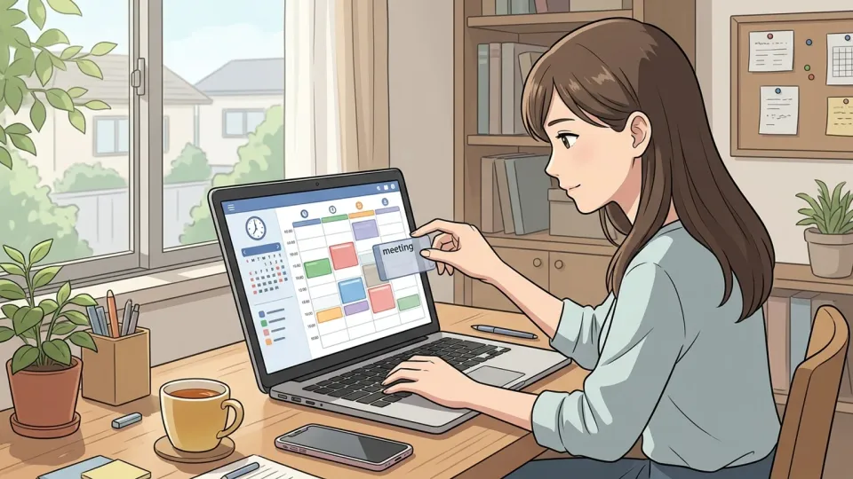 在宅勤務で柔軟に勤務予定を調整する社員