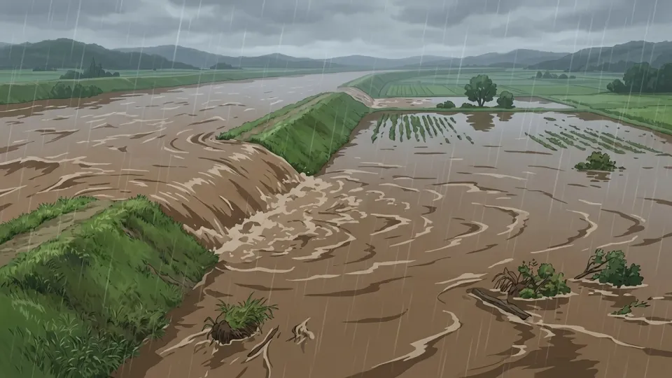 激しい雨による洪水