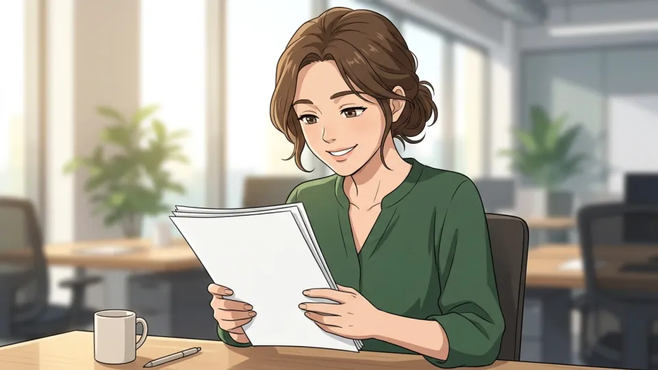 プロジェクトを完遂して満足そうな表情をする女性