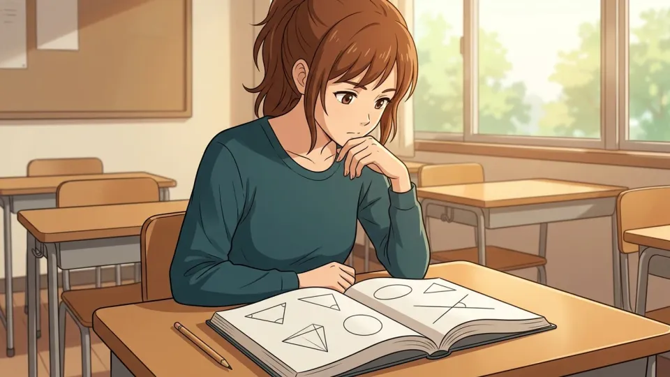 幾何学を学ぶ学生のイラスト