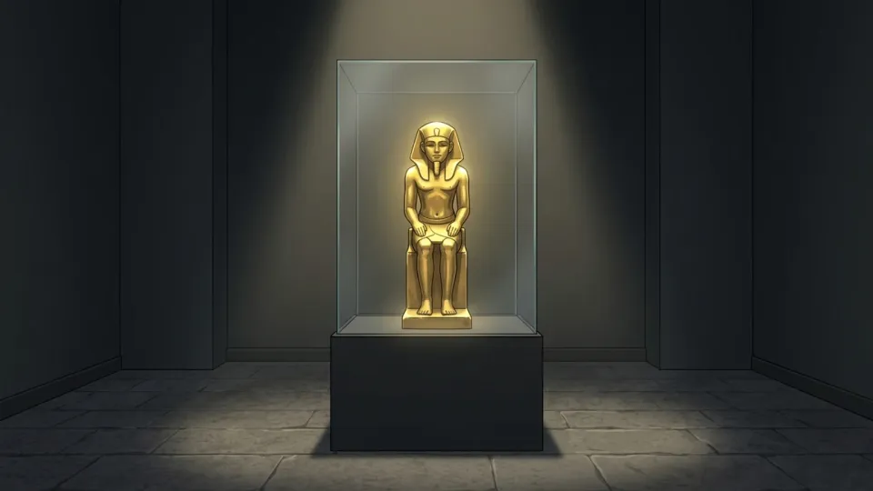 博物館に展示されている金製の彫像