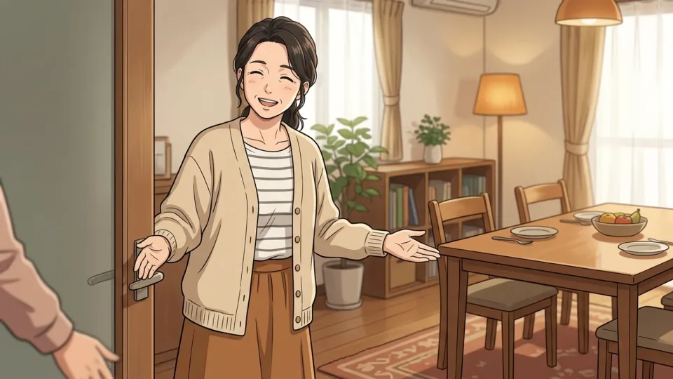ゲストを笑顔で迎え入れる礼儀正しい女性
