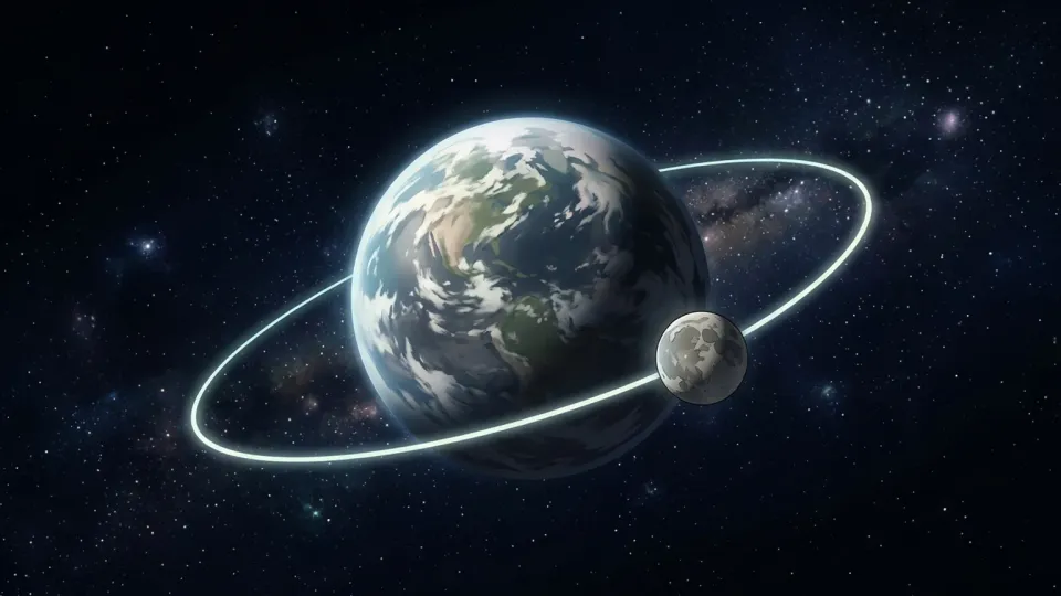 惑星の重力によって軌道を回る月の画像