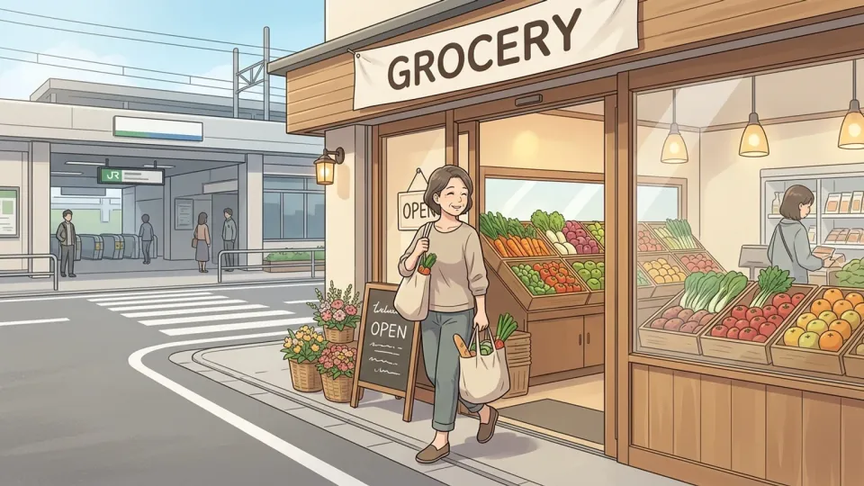 駅の向かいに開店した小さな食料品店