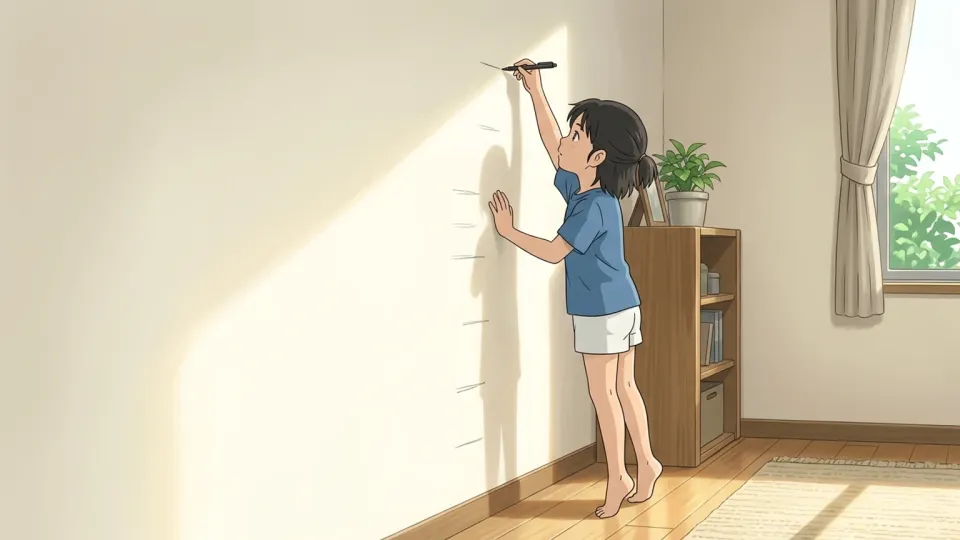 夏休みの前と後で身長が伸びた子供