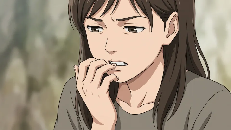 爪を噛む癖がある女性