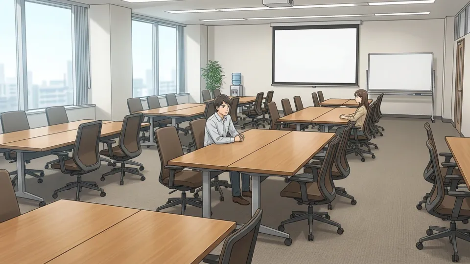 会議室に集まった少数の人々