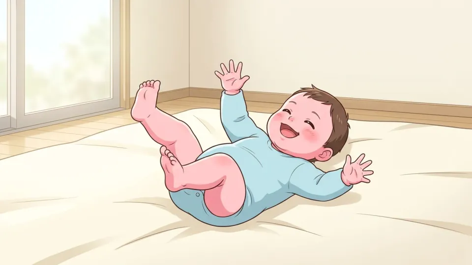 笑顔で元気に遊ぶ赤ちゃん