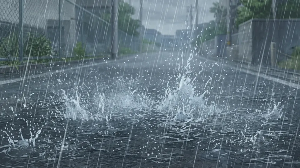 激しく降る雨