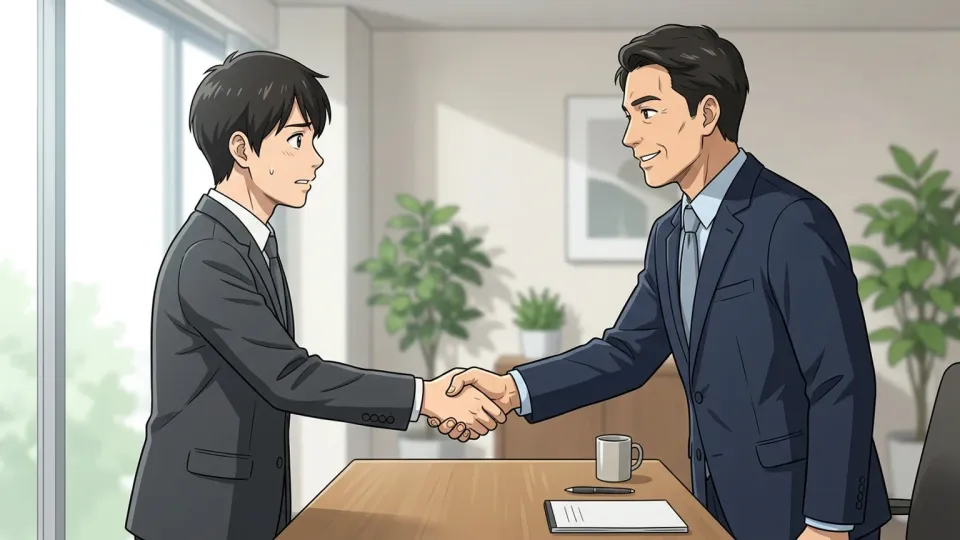 会社が新しいエンジニアを雇う場面