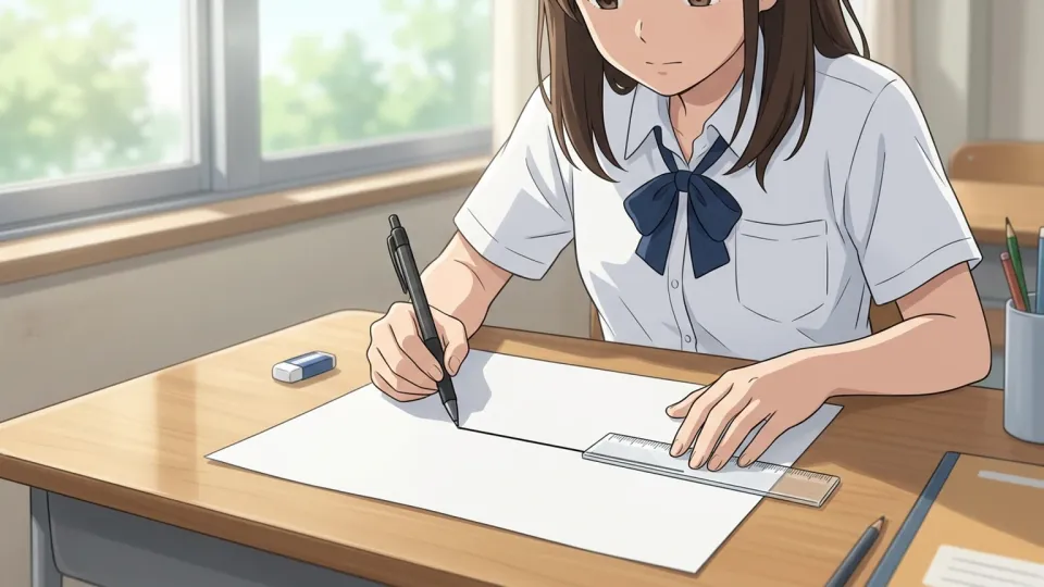 白い紙の上に描かれた一本の水平線