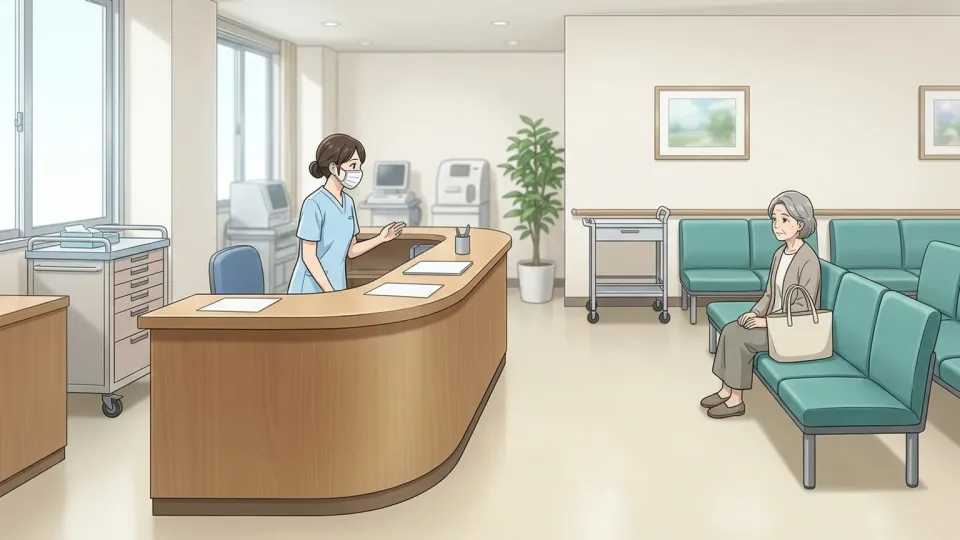 病院へ向かう女性