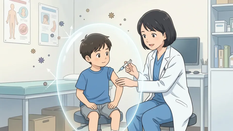 ワクチン接種により病気への抵抗力を得た子供