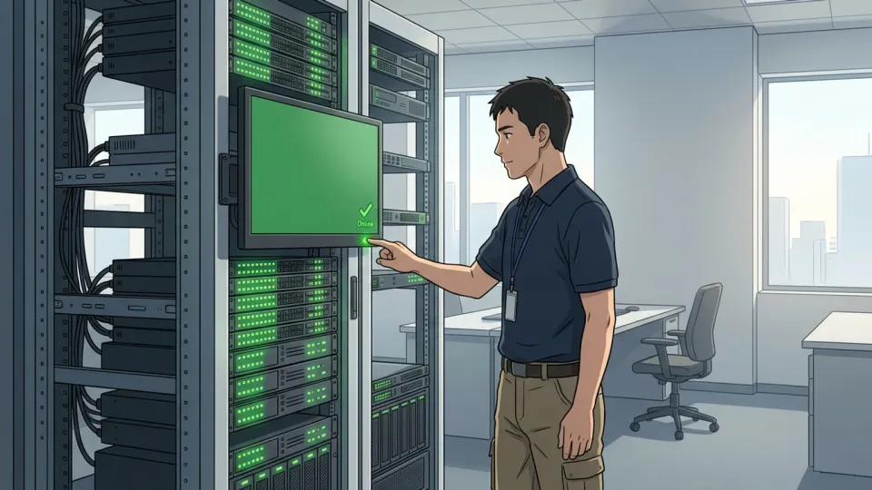 新システムの導入を示すエンジニア
