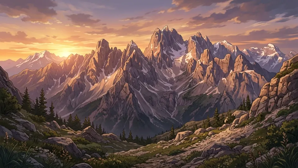 壮大な山脈の景色
