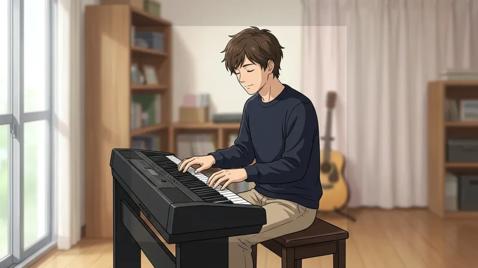 ピアノを即興で弾く音楽家