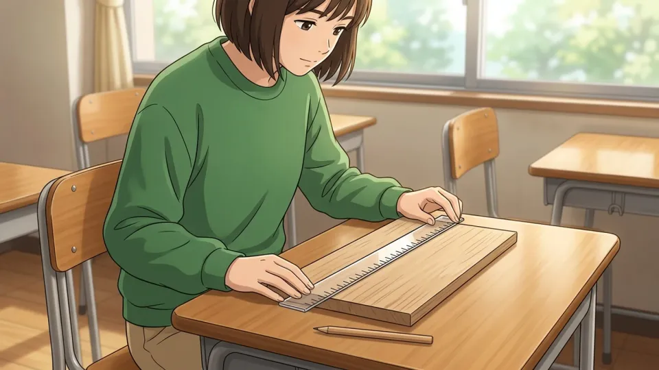 定規で長さを測定する手