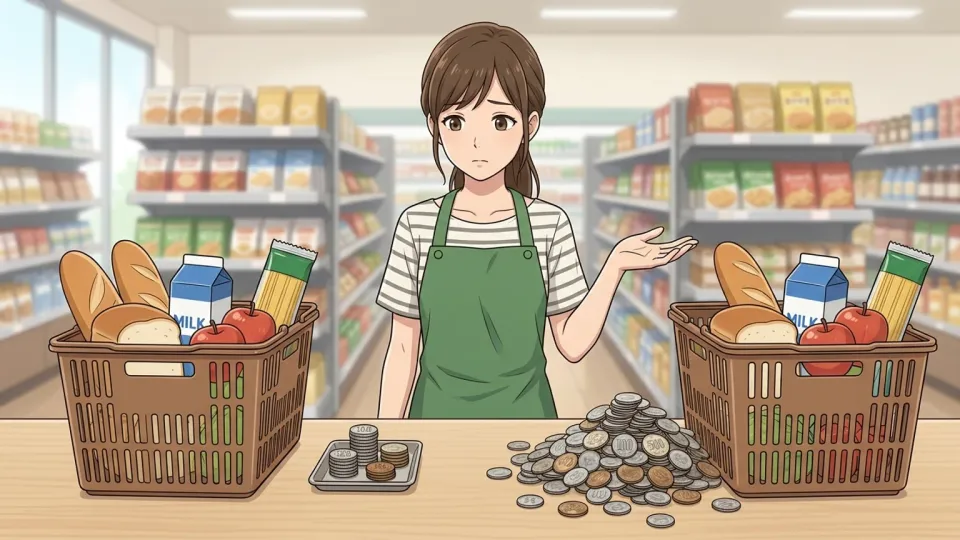 価格が高騰している様子を示すイラスト