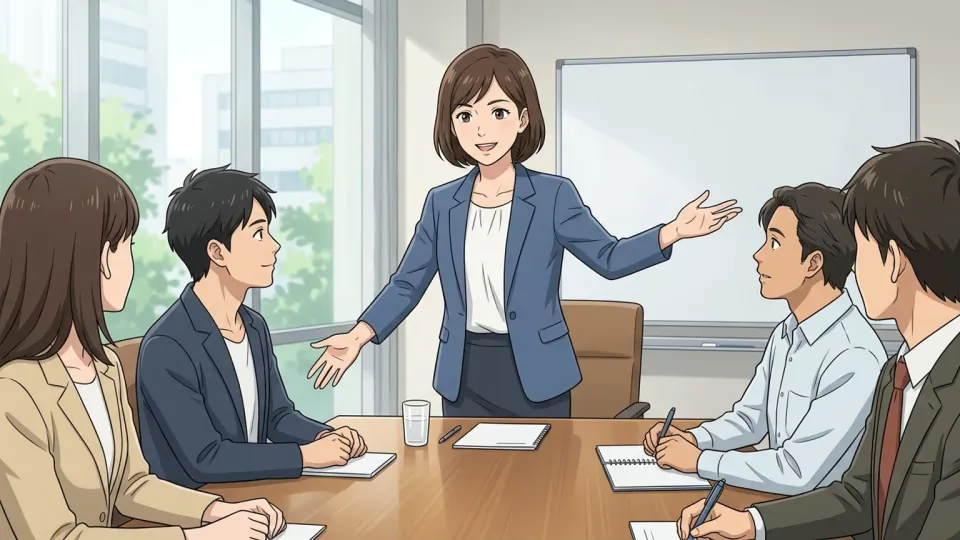 プロジェクトチームをまとめるために主導権を握る女性