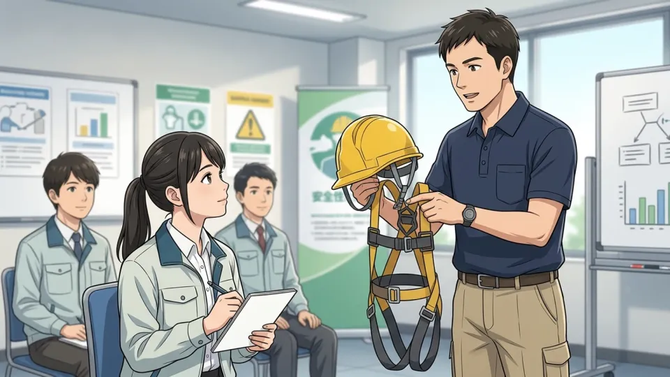 入社初日に安全の導入講習を受ける新入社員