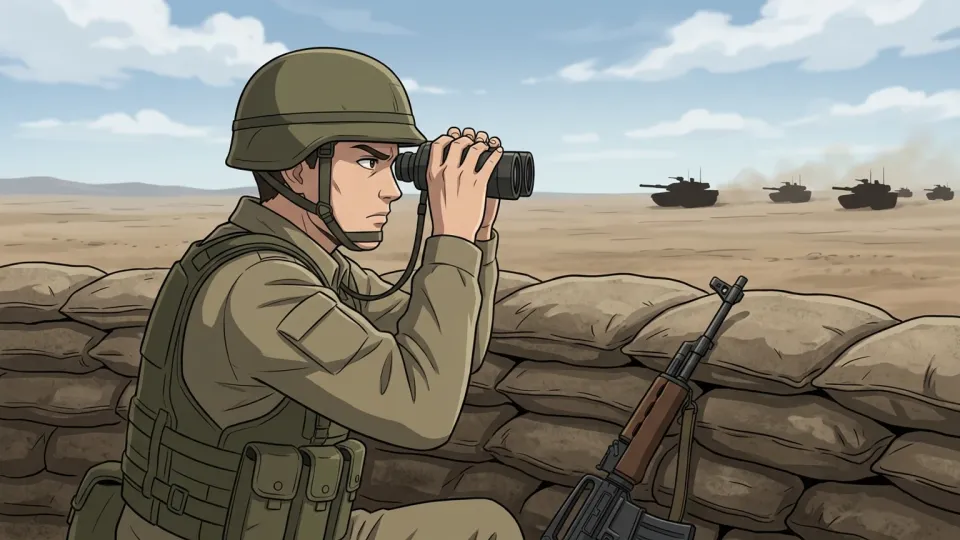 侵略に備えて防衛を固める軍隊