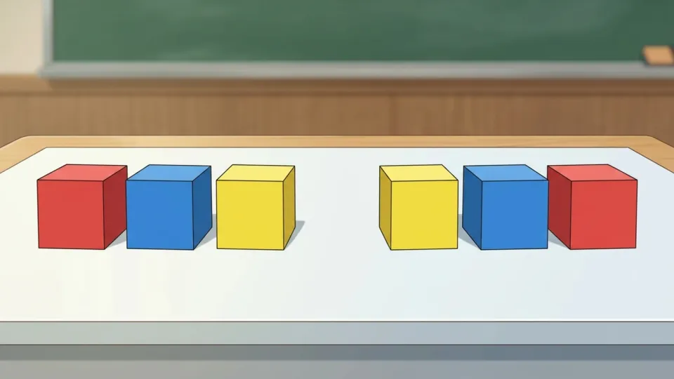 黒板の語順が逆転している様子