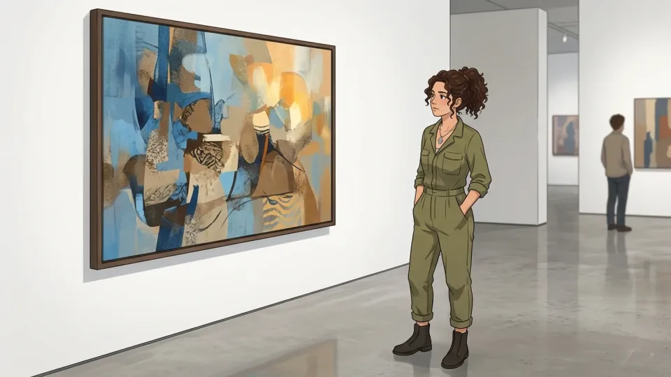 ギャラリーで作品を見るイスラエルのアーティスト