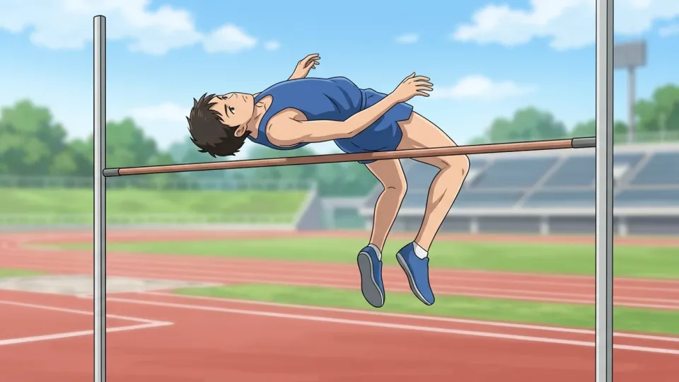 高いバーを飛び越える陸上選手
