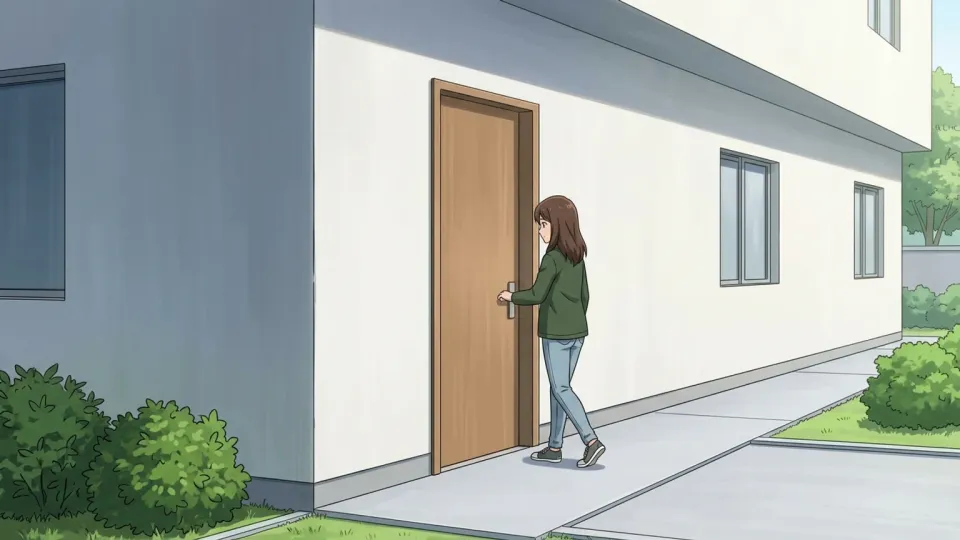 建物の左側面にある入り口