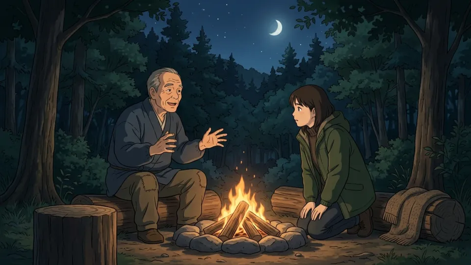 山について語る老人