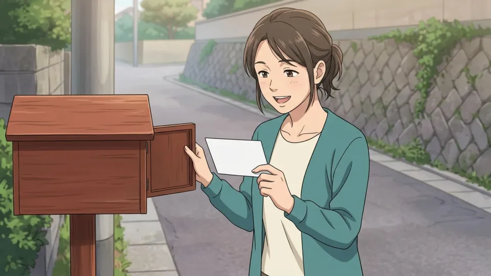 女性が封筒を手に持っているイラスト