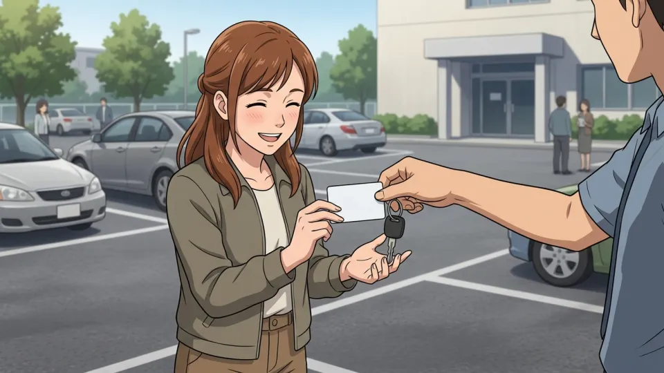 運転免許証を手にした女性