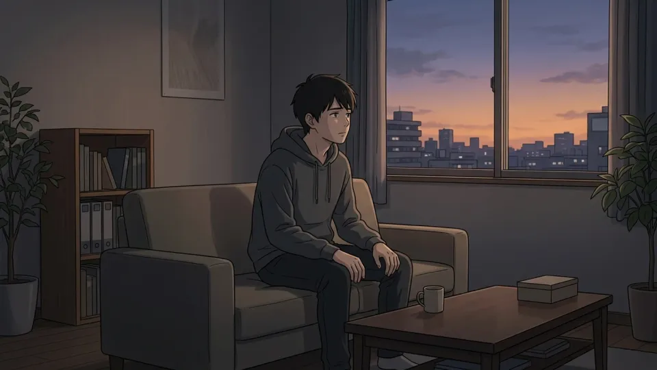 親友が去った後に寂しさを感じる男性