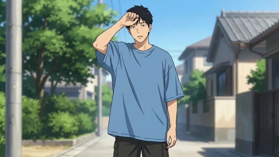 だぶだぶのシャツを着た男性
