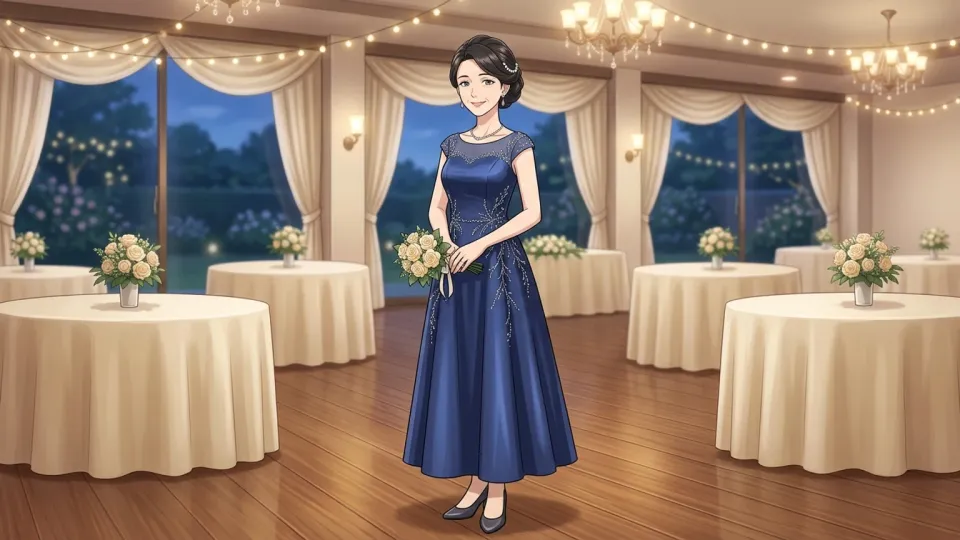 結婚披露宴で美しいドレスを着た女性