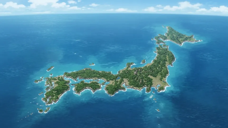小さな島々が国を構成している地図のイラスト