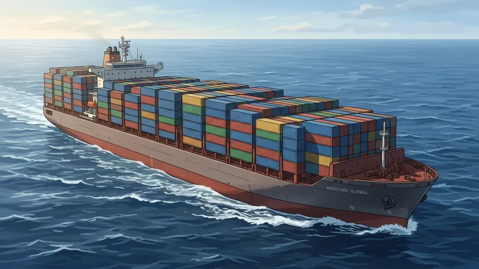 海原を航行する大型貨物船