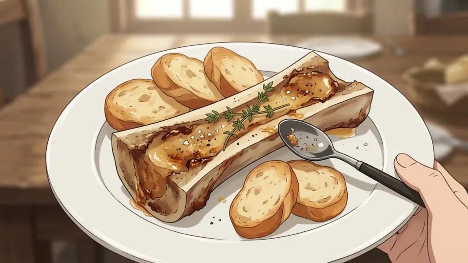 皿に盛られたロースト骨髄
