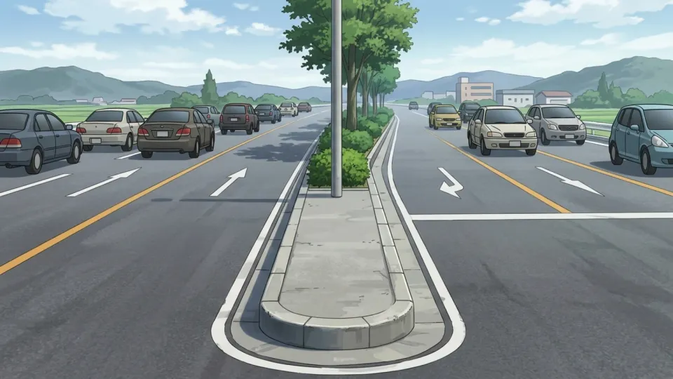 道路の中央分離帯